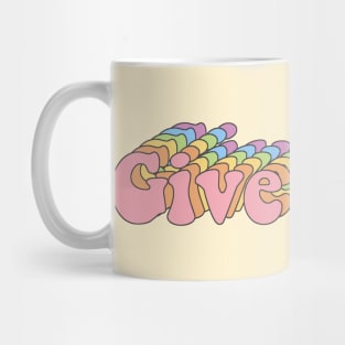 Retro Rainbow "Give Love" Design Mug